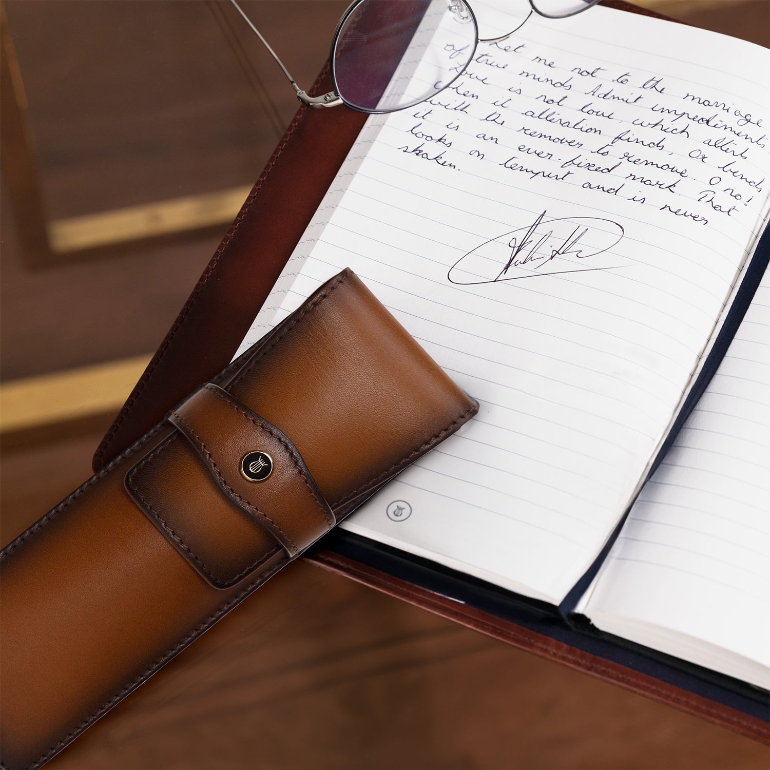 Classic Brown Two Pen Pouch