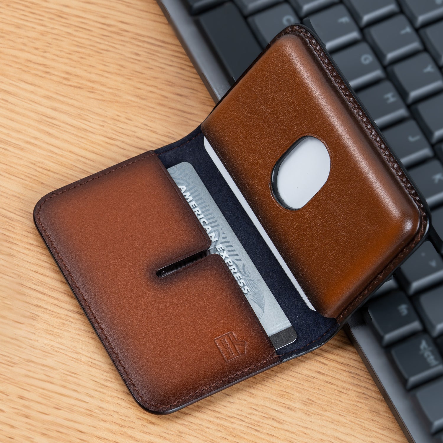 Ducorium Leather Moulded Credit Card Case - Cognac