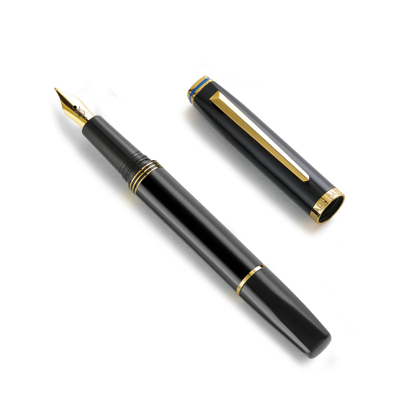 Contemporary Black and Gold Fountain Pen