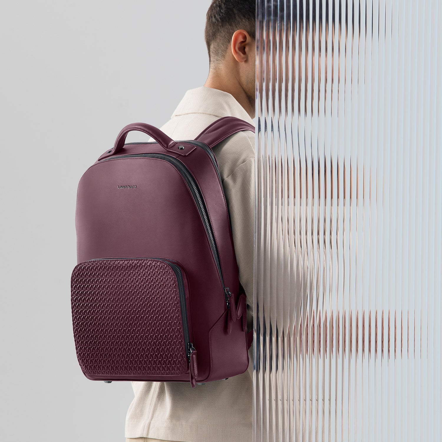 Enigma 15-inch Leather Laptop Backpack - Bordeaux