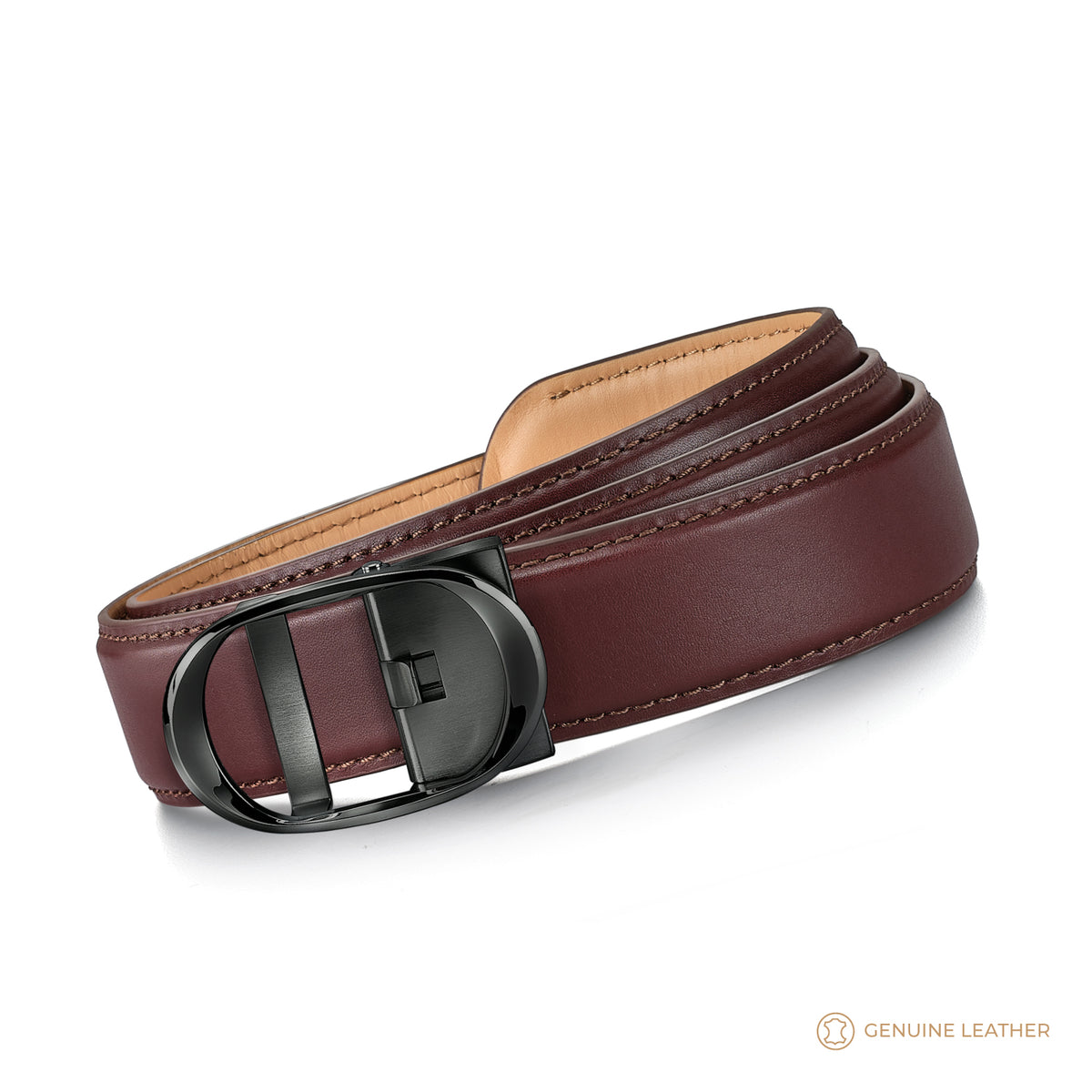 Nova Shiny Gunmetal Autolock Buckle With Cacao Dark Brown Leather Strap