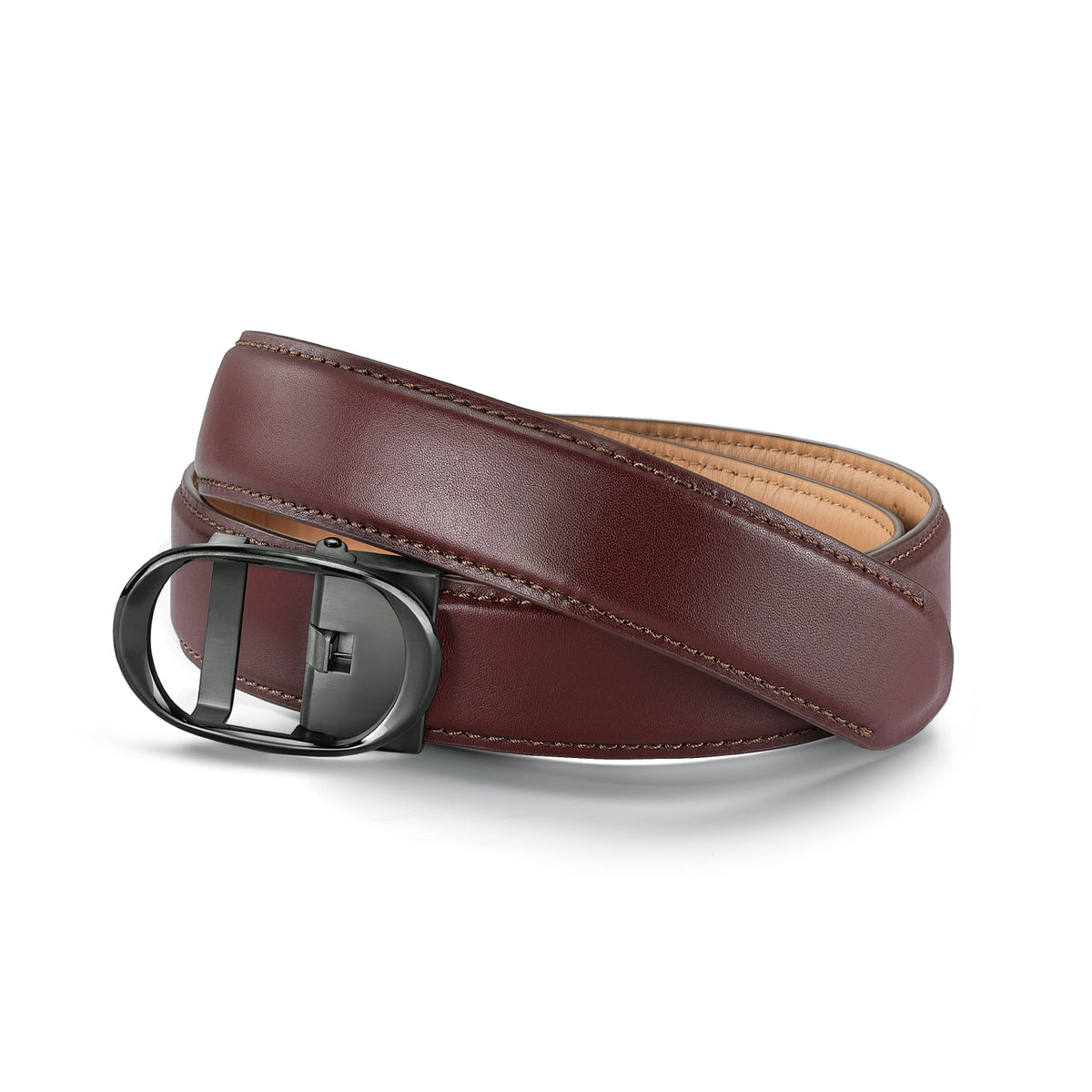 Nova Shiny Gunmetal Autolock Buckle With Cacao Dark Brown Leather Strap