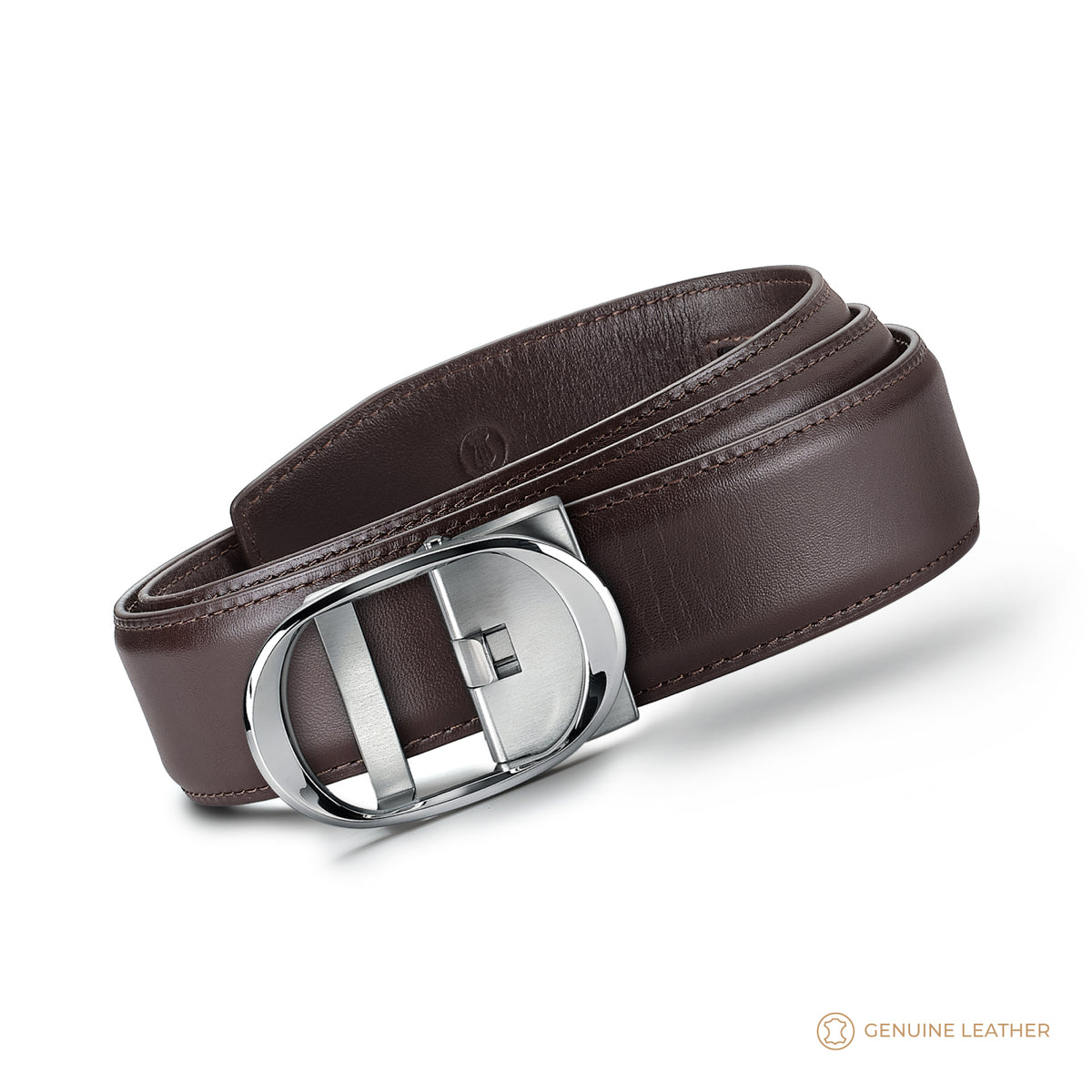 Nova Shiny Chrome Autolock Buckle With Brown Leather Strap