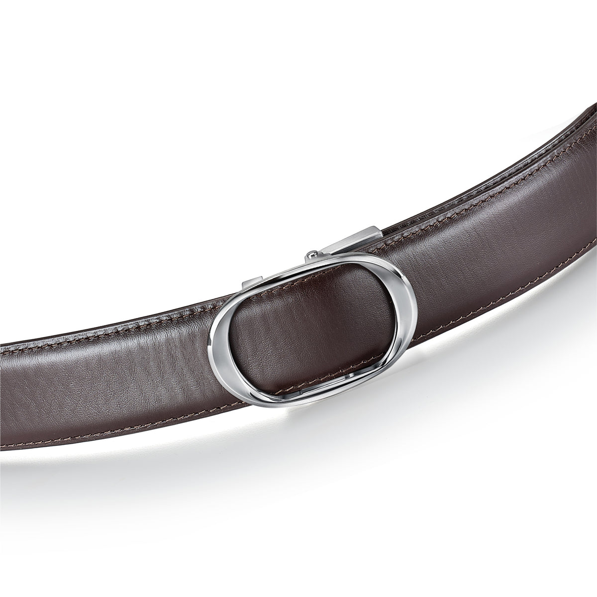 Nova Shiny Chrome Autolock Buckle With Brown Leather Strap