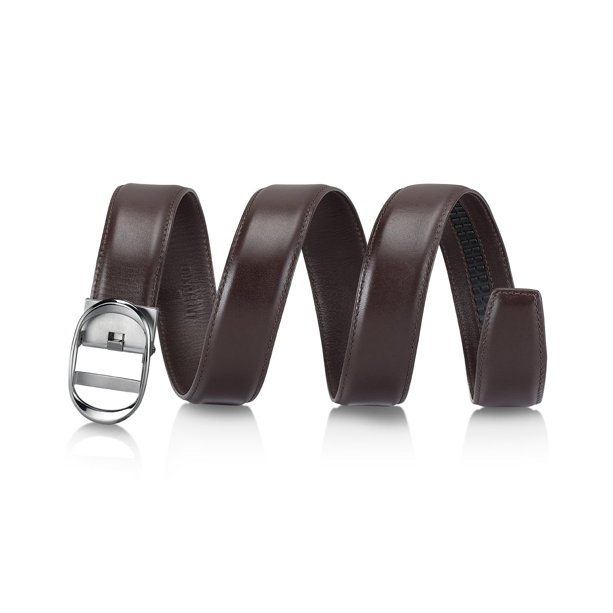 Nova Shiny Chrome Autolock Buckle With Brown Leather Strap