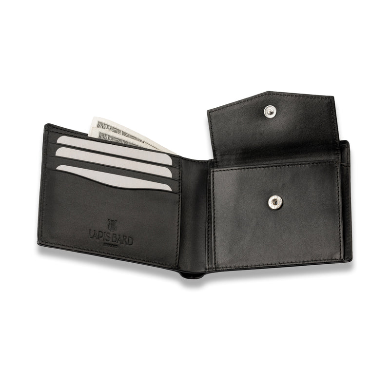 Carbon Black Bi-fold Coin Wallet