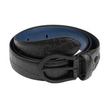 Sullivan Black Croco Print Leather Belt
