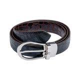 Sullivan Black & Cognac Reversible Croco Print Leather Belt