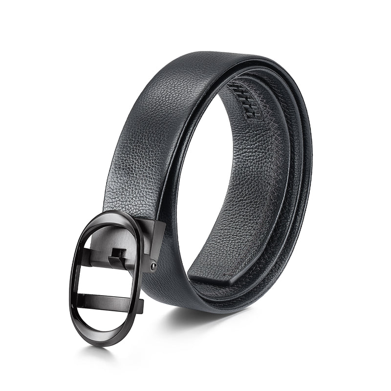 Nova Black Pebbled Leather Belt