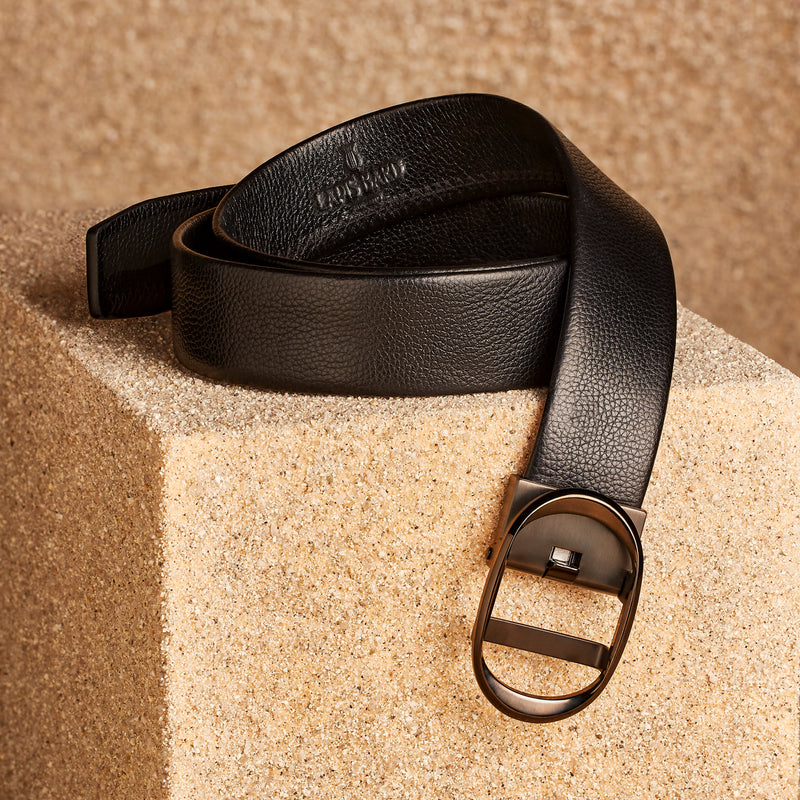 Nova Black Pebbled Leather Belt