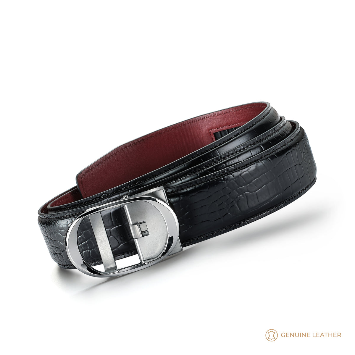 Nova Shiny Chrome Autolock Buckle With Mandeville Black Leather Strap