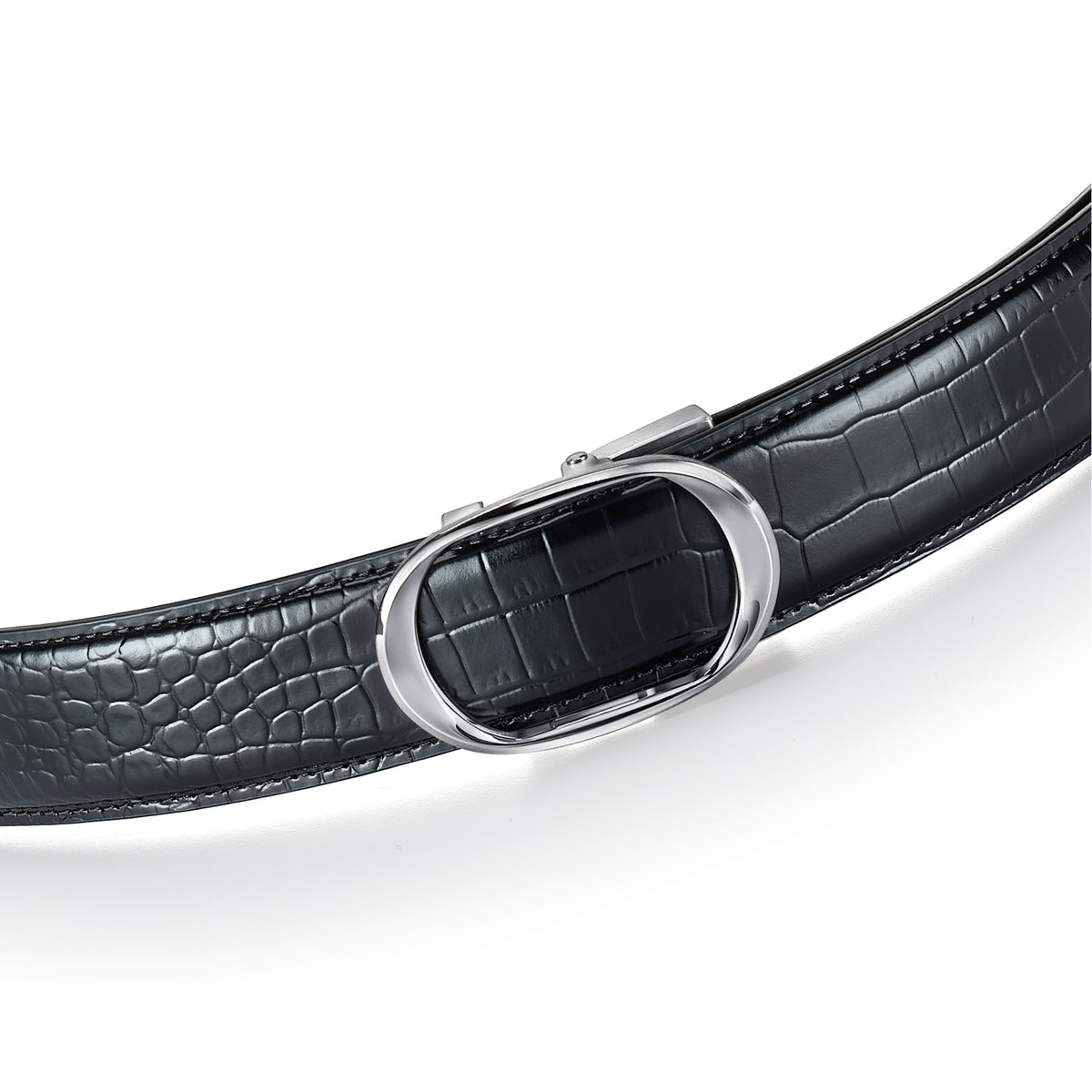 Nova Shiny Chrome Autolock Buckle With Mandeville Black Leather Strap