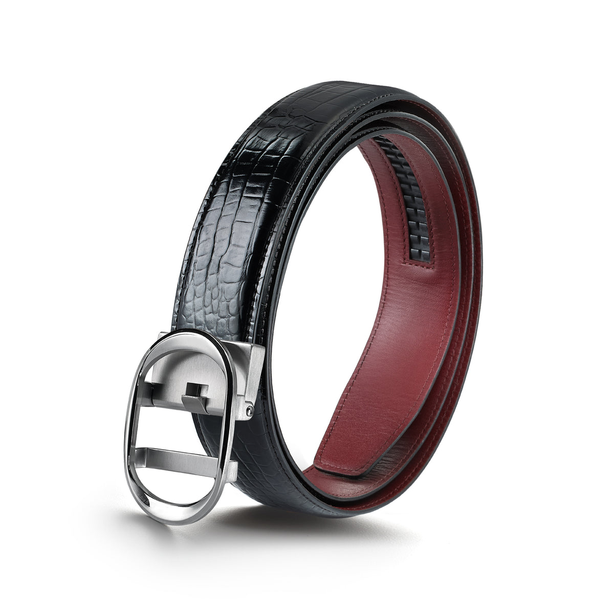 Nova Shiny Chrome Autolock Buckle With Mandeville Black Leather Strap