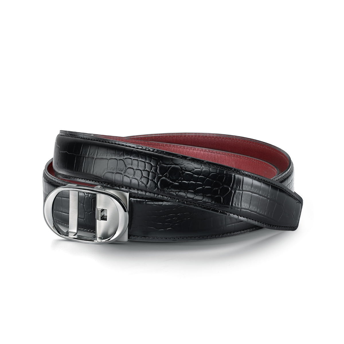 Nova Shiny Chrome Autolock Buckle With Mandeville Black Leather Strap