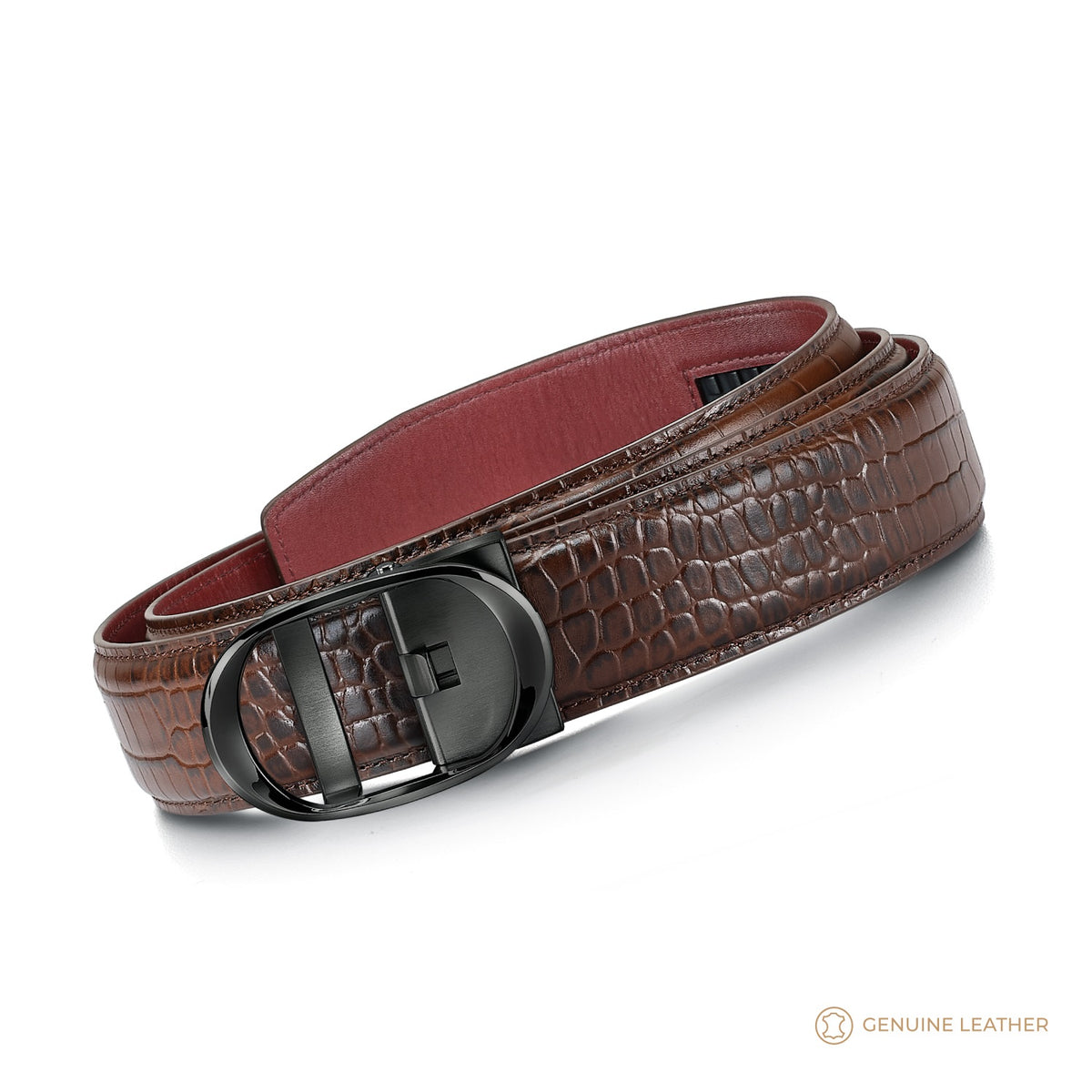 Nova Shiny Gunmetal Autolock Buckle With Mandeville Brown Leather Strap