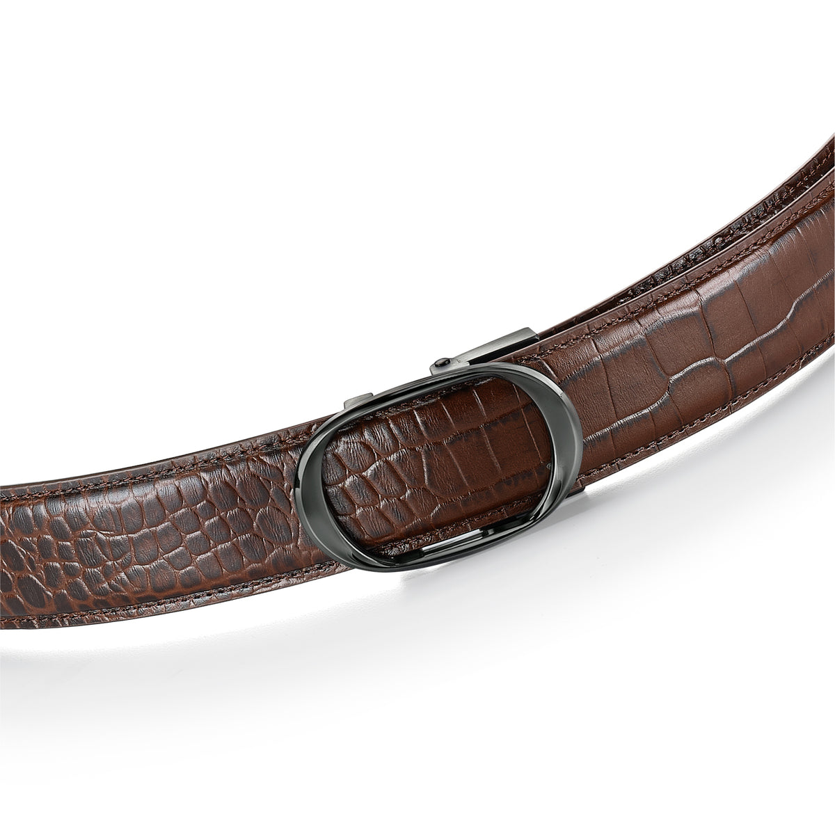 Nova Shiny Gunmetal Autolock Buckle With Mandeville Brown Leather Strap