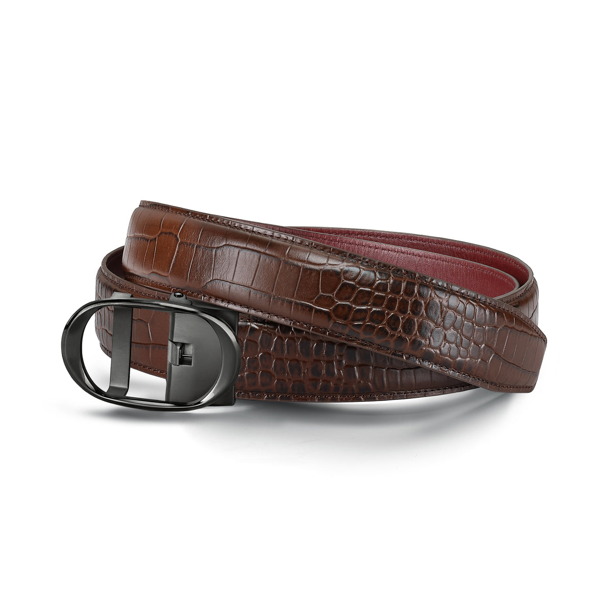 Nova Shiny Gunmetal Autolock Buckle With Mandeville Brown Leather Strap