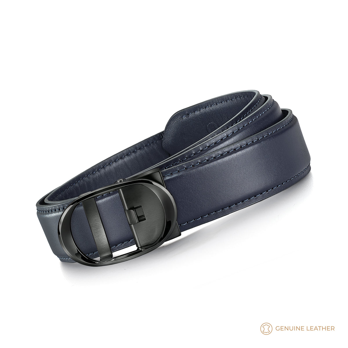 Nova Shiny Gunmetal Autolock Buckle With Midnight Navy Leather Strap