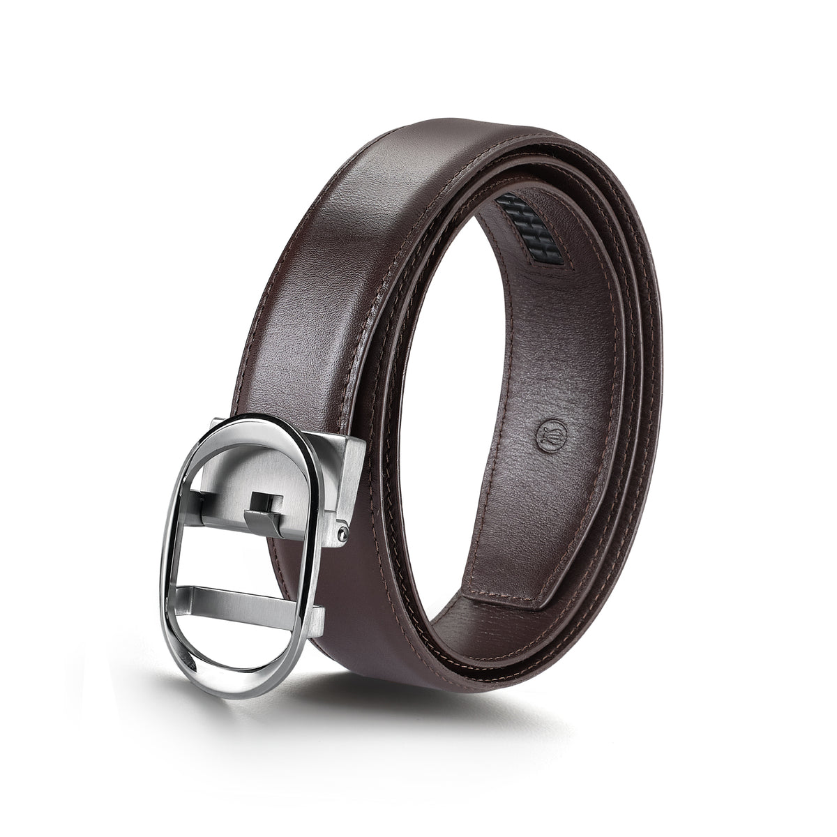 Nova Shiny Chrome Autolock Buckle With Brown Leather Strap