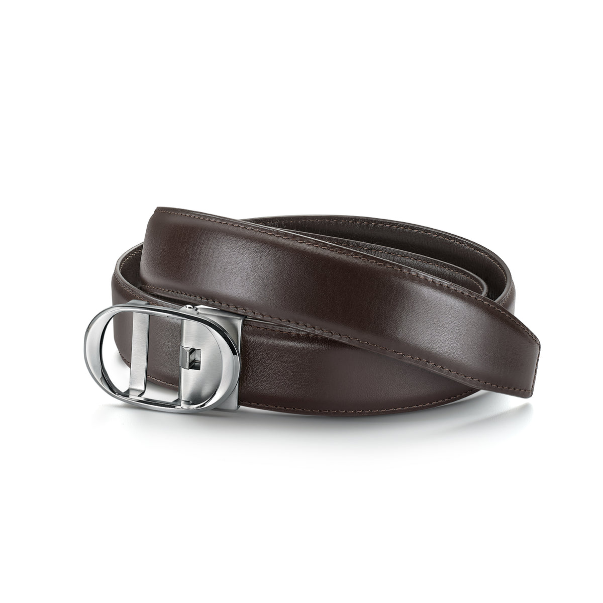 Nova Shiny Chrome Autolock Buckle With Brown Leather Strap