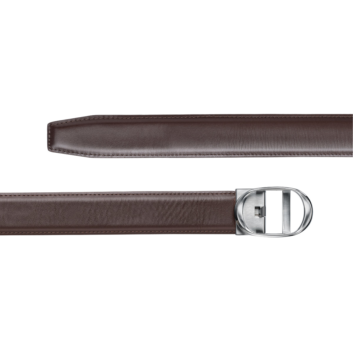 Nova Shiny Chrome Autolock Buckle With Brown Leather Strap