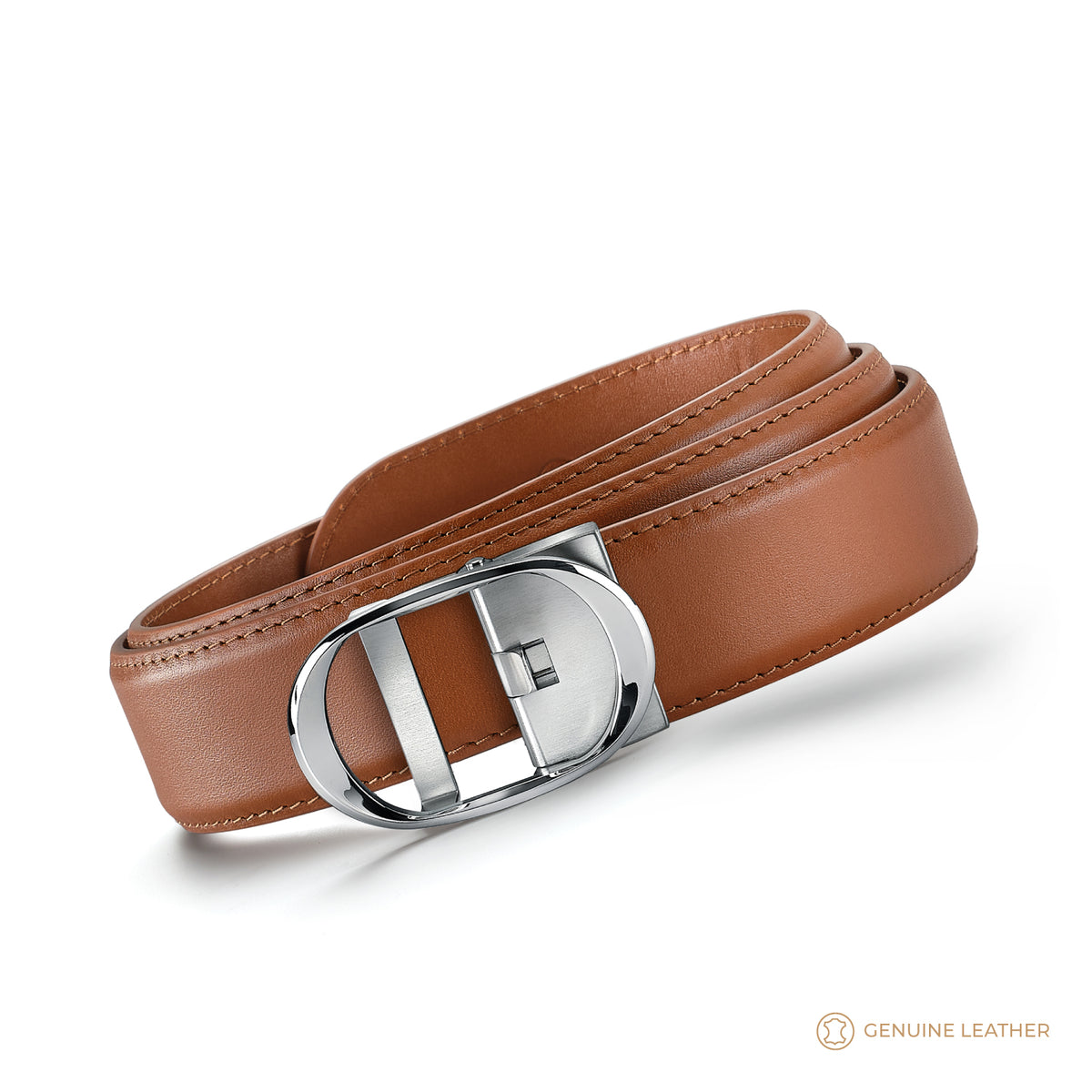Nova Shiny Chrome Autolock Buckle With Tan Leather Strap