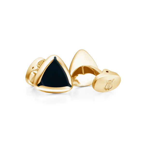 Shard 24K Gold-Plated Black Enamel Cufflinks