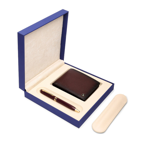 Contemporary Bordeaux Pen and Ducorium Wallet Set